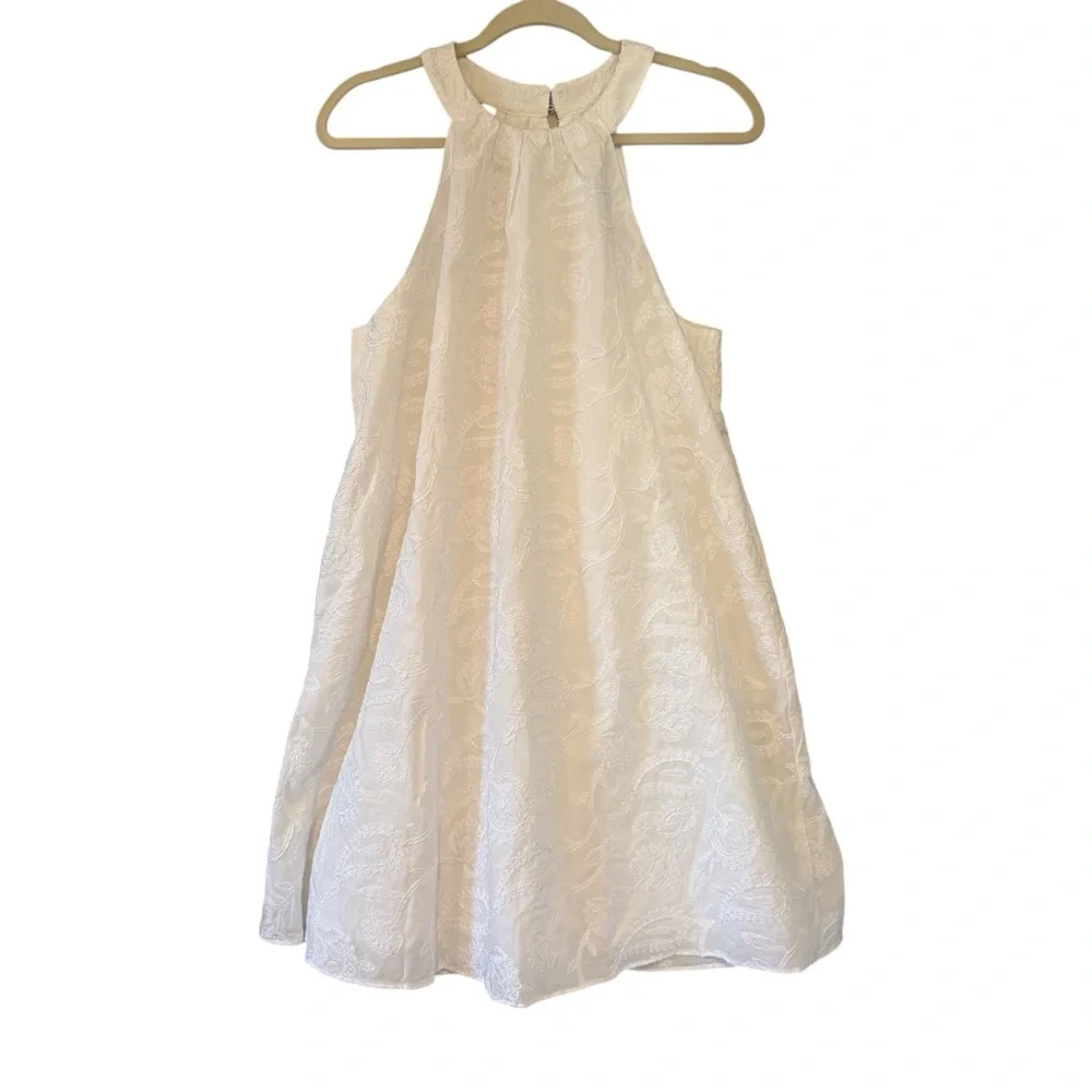 NWT, Loft White Embroidered Halter Swing Dress, Sz M - Picture 10 of 16